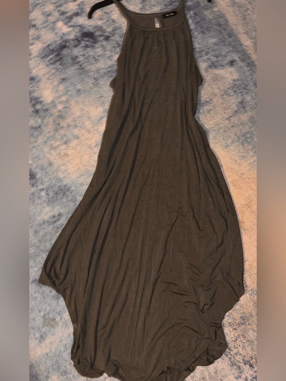 Sleeveless Olive Maxi Tank Dress - Flowy Everyday Style